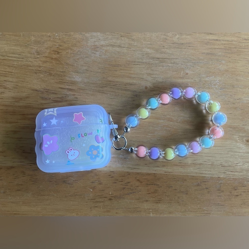 Transparent Flower with Beads Wrist Holder 3rd Generation AirPods Case
